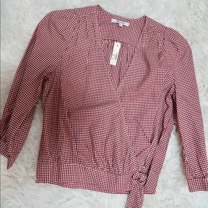 Madewell XS Gingham Wrap Top NWT